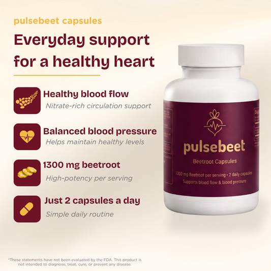 Pulsebeet Beetroot Capsules – Heart, Circulation & Energy Support